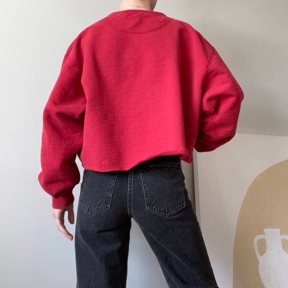 SOLD Vintage Red Cotton Wind River Cropped Sweatshirt - Picture 2 of 7